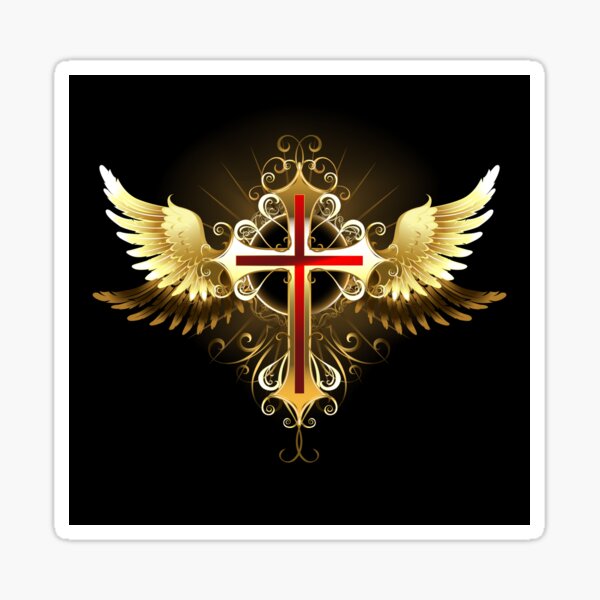 Gold Cross Stickers Redbubble - bright golden cross necklace roblox