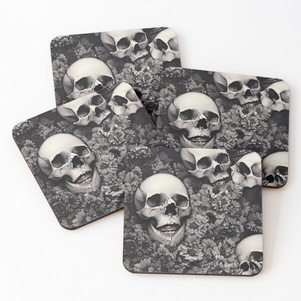 Item preview, Flowers & Skulss Black and White designed and sold by Ali Abdul-Adil.