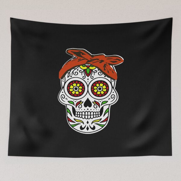 Item preview, Craneo Dia De Los Muertos. Flower Sugar Skull with Bandana Dia De Muertos Shirt Tri-blend designed and sold by AlbinHartwig.