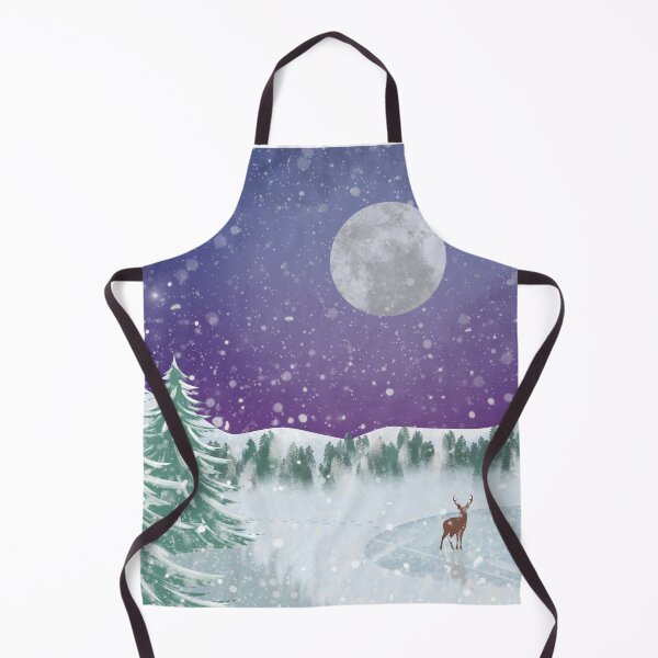 Artikelvorschau, Magical Winter Wonderland Landscape With Deer Pine Forest Snowy Mountain Unique Cold Winter Night Northern Lights entworfen und verkauft von GikaDesigns.