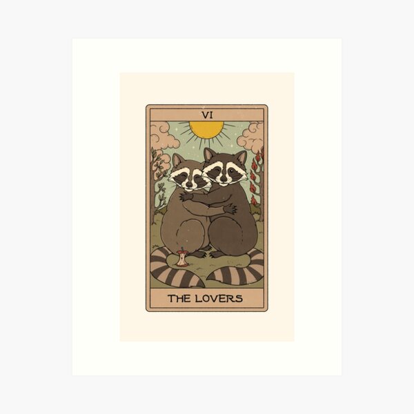 The Lovers - Raccoons Tarot Art Print