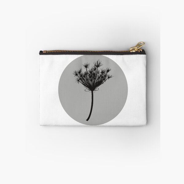 Item preview, Queen Annes Lace dried flower silhouette circle - black and grey designed and sold by Krista Robertson.