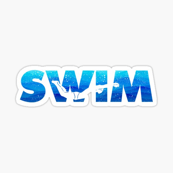 "Swimming Distressed Look Swimming Funny Swim" Sticker for Sale by