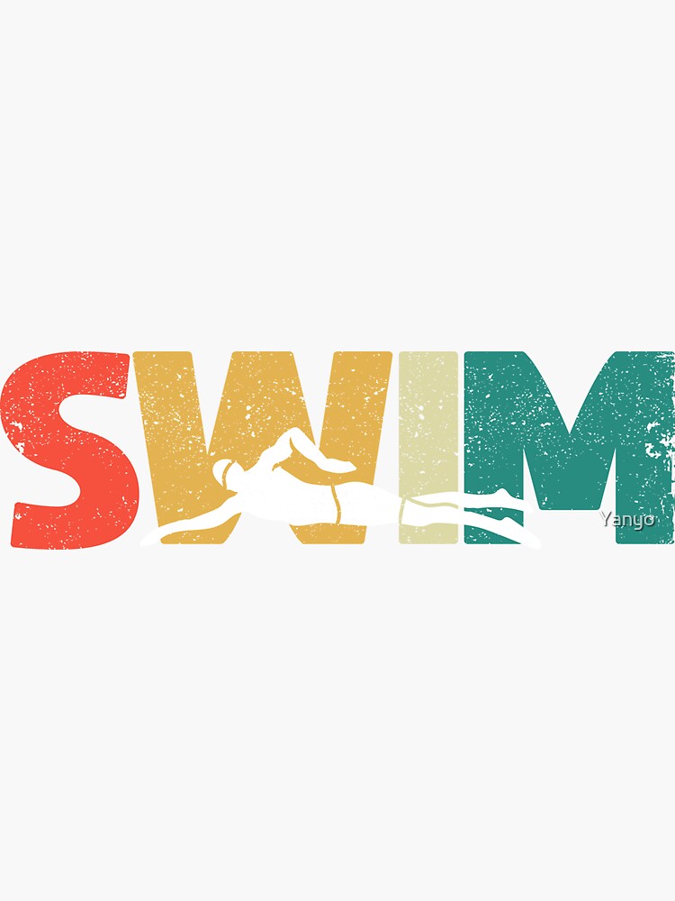 "Swimming Distressed Look Swimming Funny Swim" Sticker for Sale by