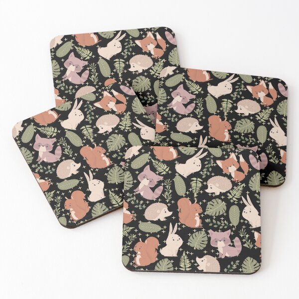 Item preview, Autmun Forest with Rabbits, Foxes, Hedgehogs (black - brown) designed and sold by Dorina Larsdotter.