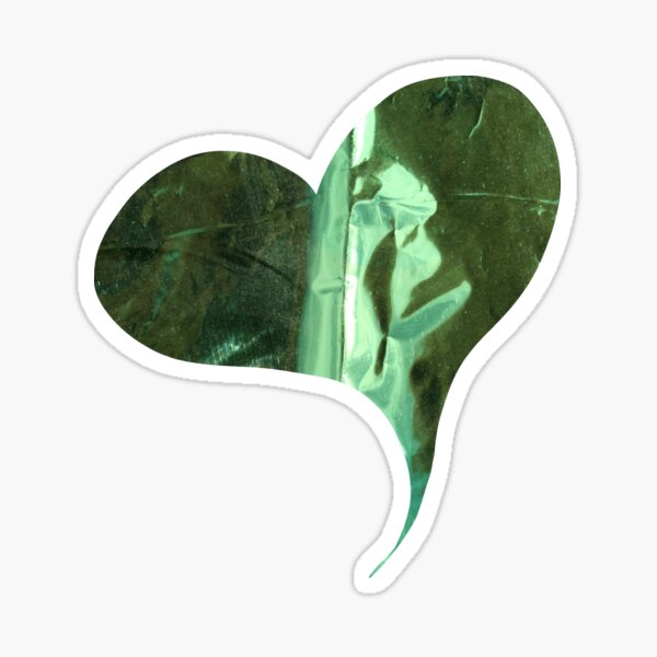 Shiny Green Wrinkled Mylar Christmas Wrapping Paper Love Heart Sticker