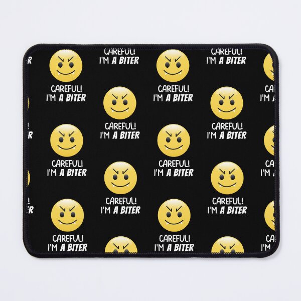 Item preview, Careful I'm a Biter Yellow Smirky Emoticon designed and sold by hiunlimit.
