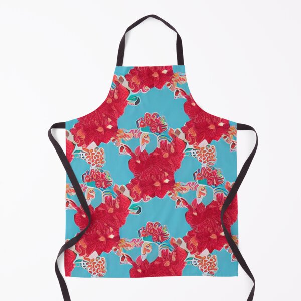 Item preview, Red flower patterns and blue background designed and sold by ArteEterno.