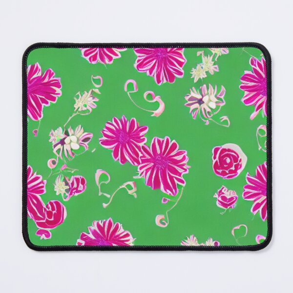 Item preview, Pink flower patterns and green background designed and sold by ArteEterno.