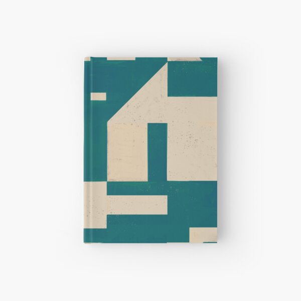 Geometric Space Age Mid Century Abstract Art Print Teal Hardcover Journal