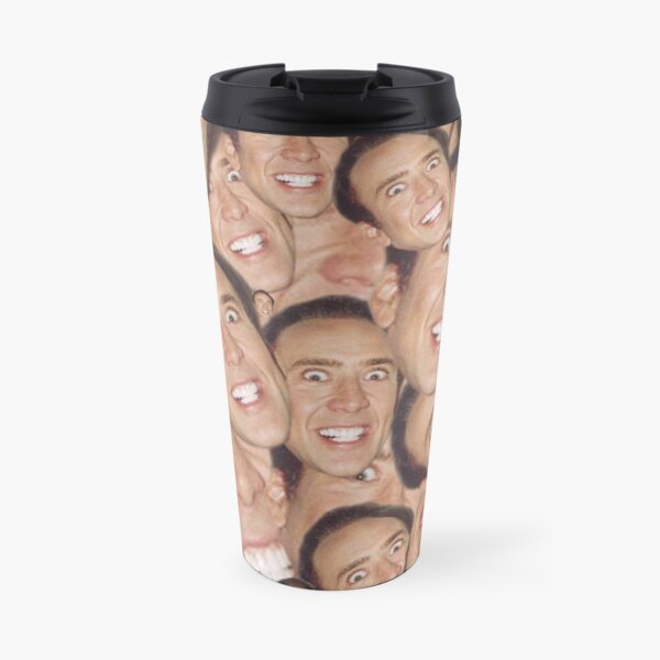 Nicolas Cage Face Collage Design Thermobecher
