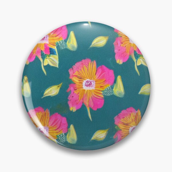 Item preview, Orange flower patterns with pink petals and green background designed and sold by ArteEterno.
