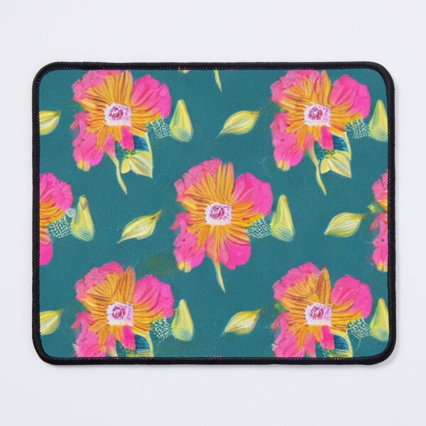 Item preview, Orange flower patterns with pink petals and green background designed and sold by ArteEterno.