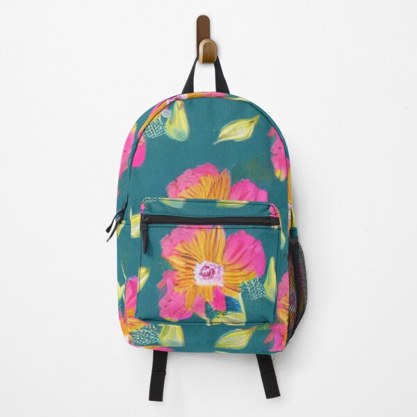 Item preview, Orange flower patterns with pink petals and green background designed and sold by ArteEterno.