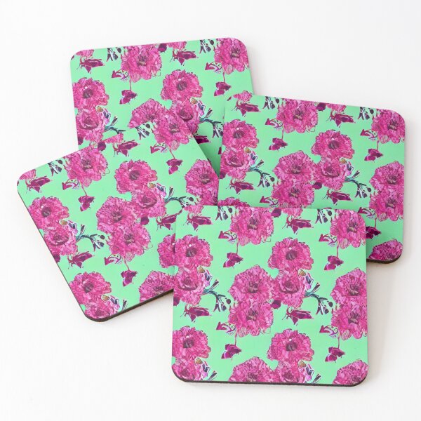 Item preview, Flower patterns and green background designed and sold by ArteEterno.