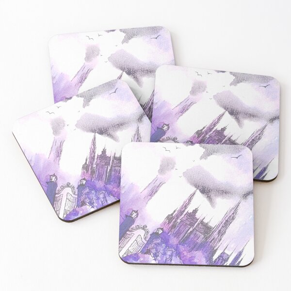 Item preview, Spooky Gothic Scene with purple gates designed and sold by Vicky Dolan Art.