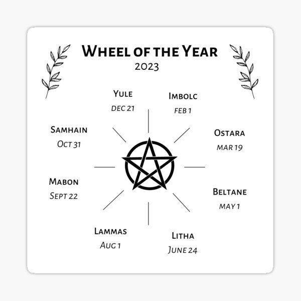 "Wheel of the Year (2023 dates)" Sticker for Sale by lavendercrow