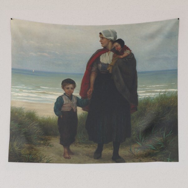 Item preview, Setting Out to Sea, a Farewell to Father | Philip Lodewijk Sadee | 1889 Wholesome Family Art designed and sold by CJET.