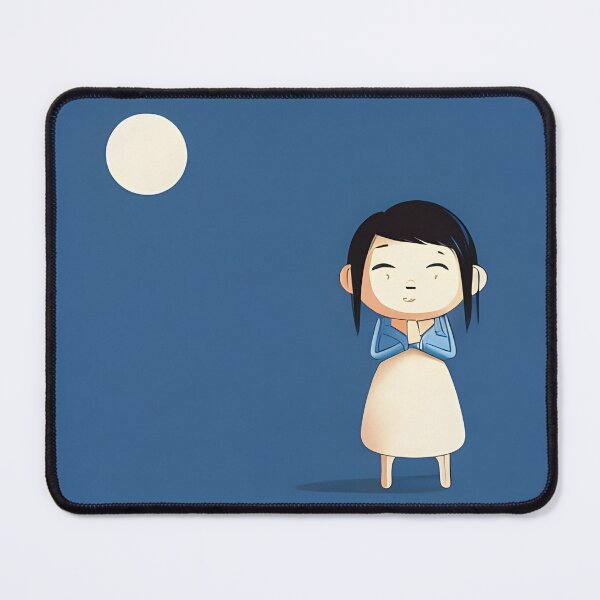 Item preview, Sweet Smiling Girl Prays on Moonlit Blue Night designed and sold by postars.
