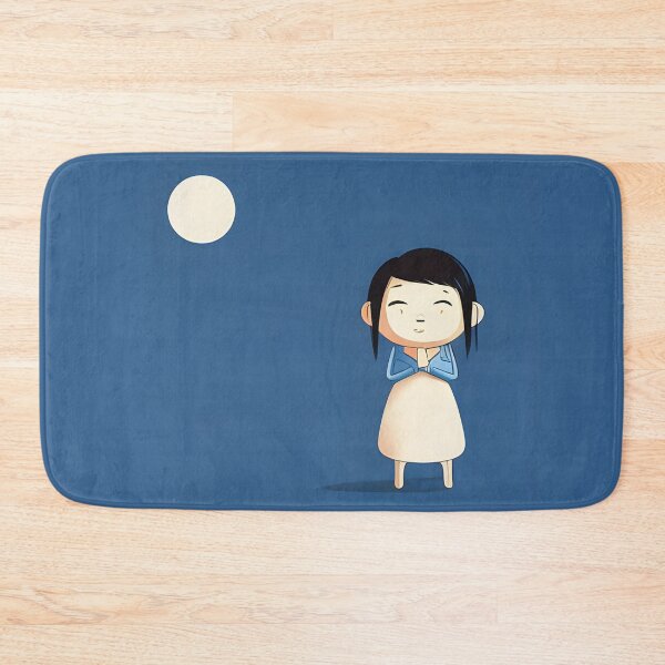Item preview, Sweet Smiling Girl Prays on Moonlit Blue Night designed and sold by postars.