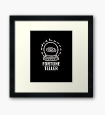 FORTUNE TELLER // CRYSTAL BALL // White on Black Framed Print