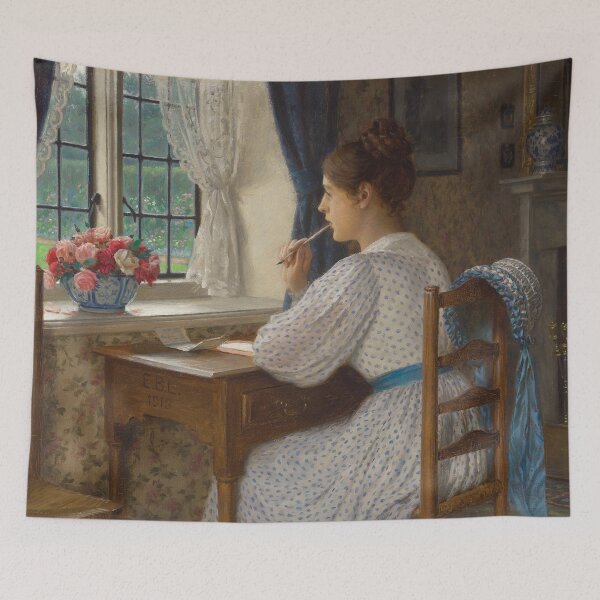 Item preview, Straying Thoughts | Edmund Blair Leighton | 1913 Victorian Art designed and sold by CJET.