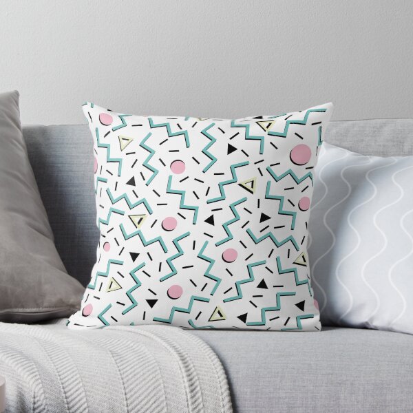 Back to the 80's eighties, funky memphis pattern design Throw Pillow
