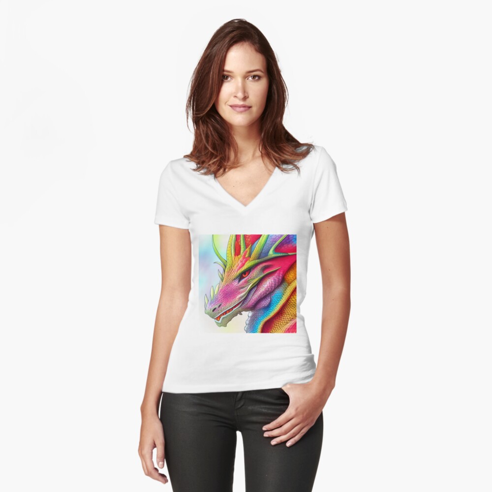 Item preview, Fitted V-Neck T-Shirt designed and sold by dragynrain.