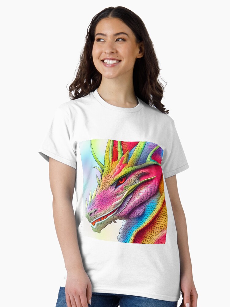 Thumbnail 2 of 7, Classic T-Shirt, Rainbow Horned Dragon designed and sold by dragynrain.