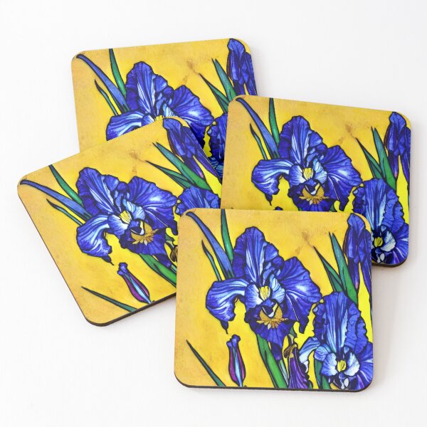 Item preview, Irises on yellow background designed and sold by Gala-life1.