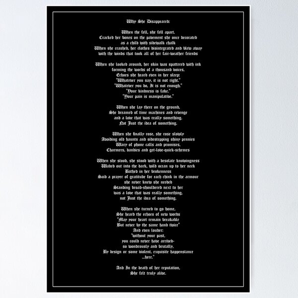 Item preview, Why She Disappeared Poem Poster designed and sold by emberprints.
