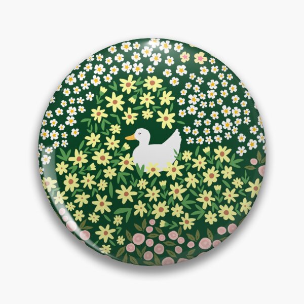 Item preview, Patrón de pato blanco en el jardín de flores verdes designed and sold by RDevane.