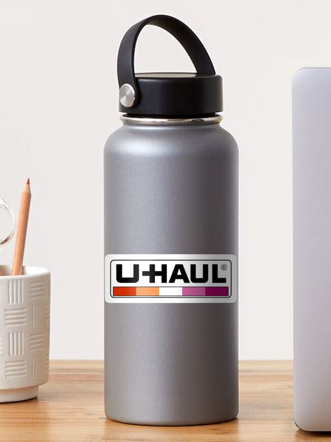 Thumbnail 1 of 3, Sticker, Uhaul Lesbian logo designed and sold by autumnmurphy17.