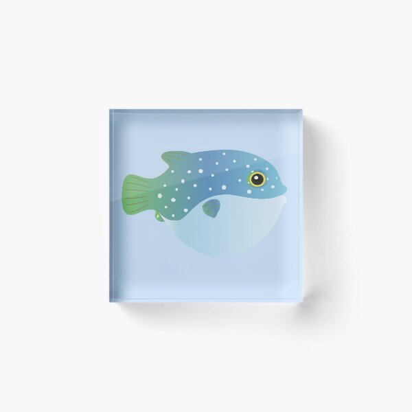 Item preview, puffer fish blow fish blue green cute pufferfish designed and sold by MiraNomegusta.