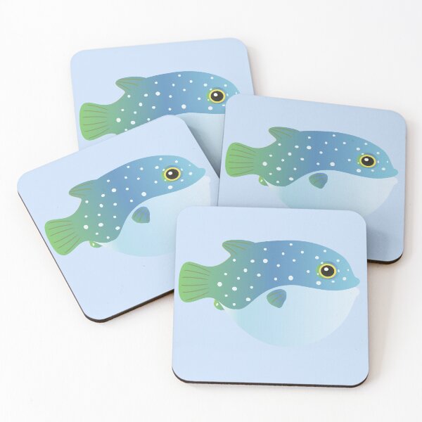 Item preview, puffer fish blow fish blue green cute pufferfish designed and sold by MiraNomegusta.