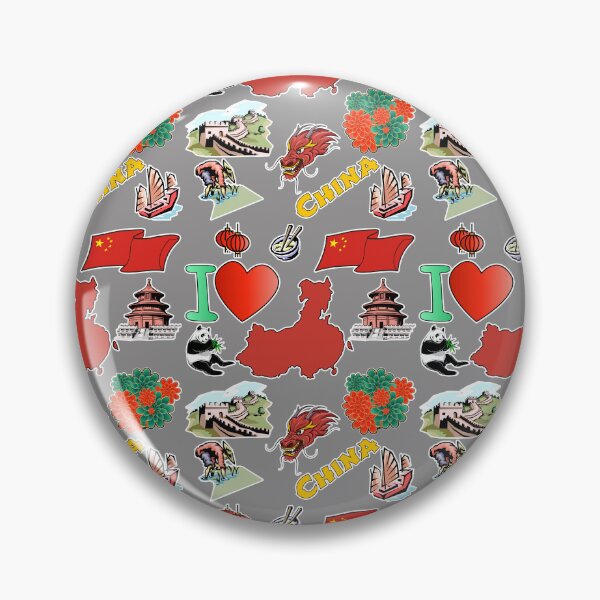 Item preview, hand drawn objects of China, Chinese traditional symbols, map and flag designed and sold by mashmosh.