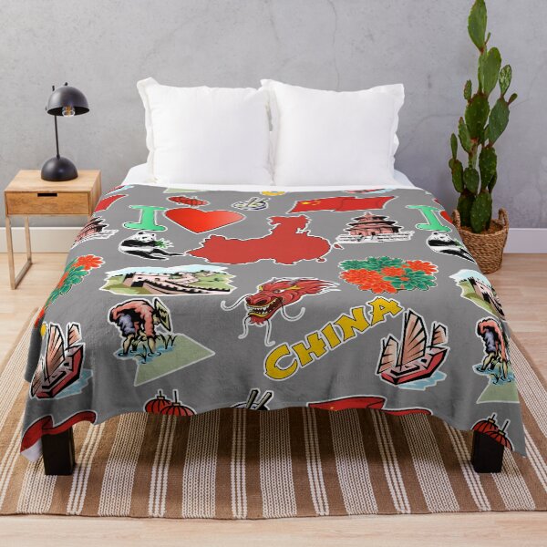 Item preview, hand drawn objects of China, Chinese traditional symbols, map and flag designed and sold by mashmosh.