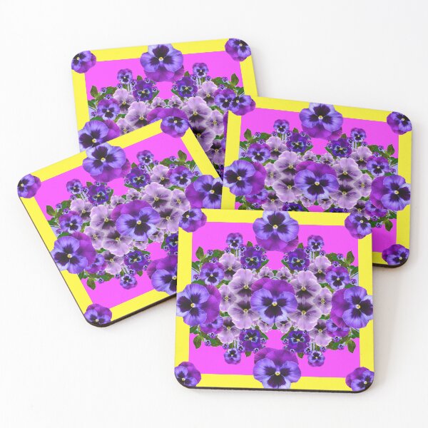 Item preview, ABSTRACT PURPLE PANSY FLORAL PATTERNS  YELLOW ART designed and sold by sharlesart.
