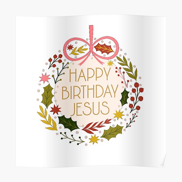 Póster «Adorno Navideño Feliz Cumpleaños Jesús Feliz Navidad Felices