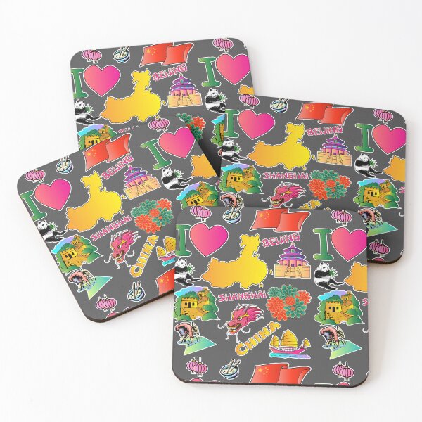 Item preview, I love China. Hand drawn Chinese doodle elements map and flag designed and sold by mashmosh.