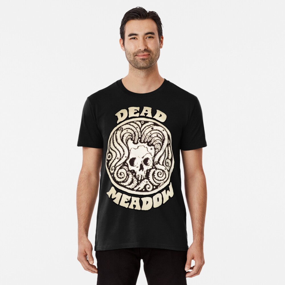 Tentacle Skull (reversed). Dark Red on Grey or Military Green Tee-shirt /  Dead Meadow Store