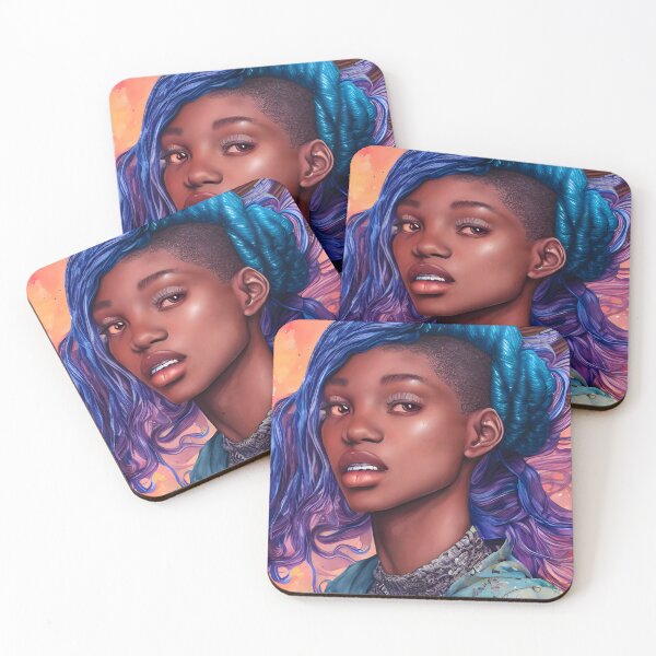 Item preview, Laschell - Watercolor and ink - African American teen with blue hair designed and sold by fruitfulskye.