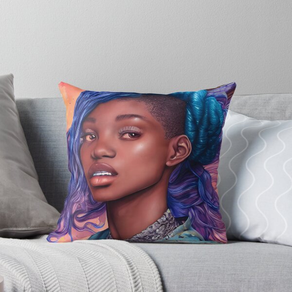 Item preview, Laschell - Watercolor and ink - African American teen with blue hair designed and sold by fruitfulskye.