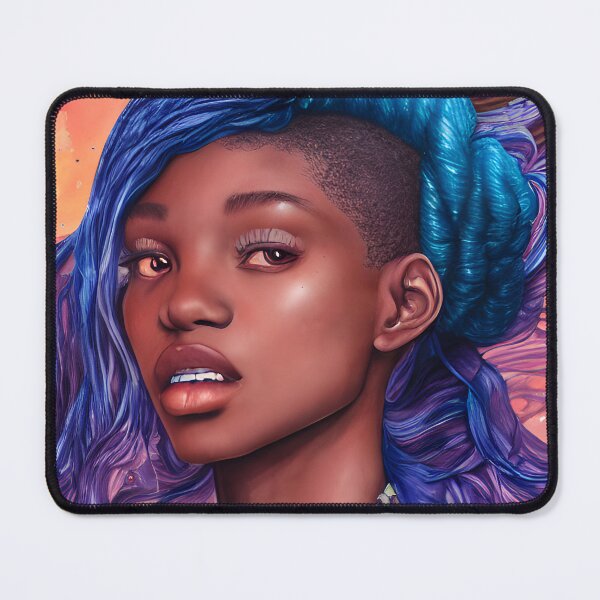 Item preview, Laschell - Watercolor and ink - African American teen with blue hair designed and sold by fruitfulskye.