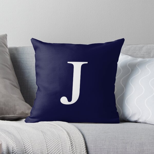 Navy Blue Basic Monogram J Throw Pillow