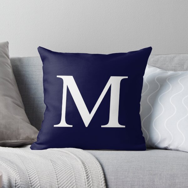 Navy Blue Basic Monogram M Throw Pillow