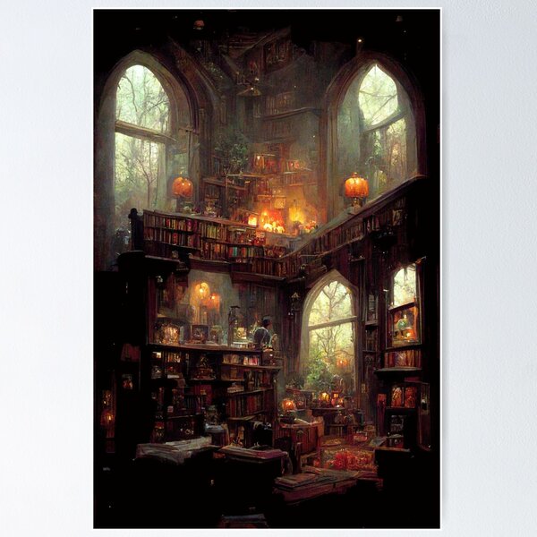 Item preview, Haunted Library in Autumn | Pumpkins and Poletergeists designed and sold by LeahTT.