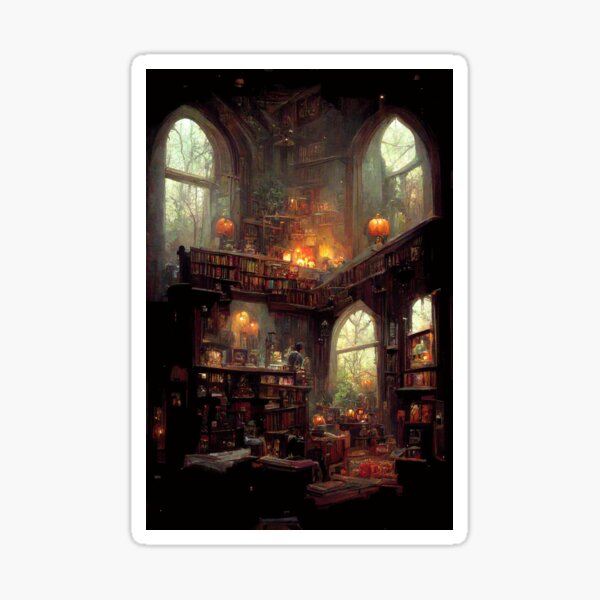 Item preview, Haunted Library in Autumn | Pumpkins and Poletergeists designed and sold by LeahTT.