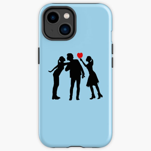 Polyamory: three people in love on blue iPhone Tough Case