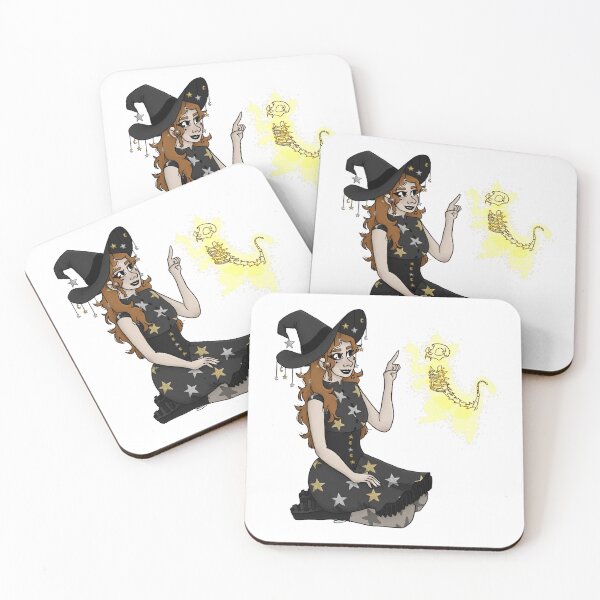 Item preview, Starry Fantasy Witch with Skeleton Cat Familiar designed and sold by EllieBeHe.